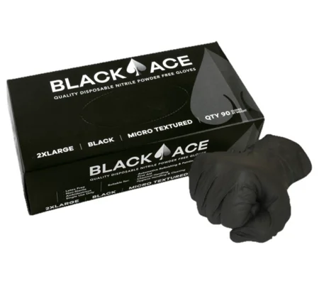 Black Ace Disposable Nitrile Gloves, Powder Free