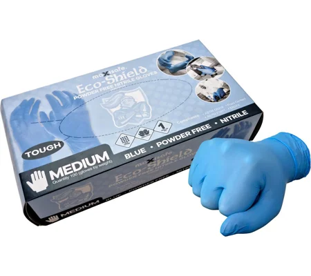Eco-Shield Blue Nitrile Disposable Glove, Powder Free