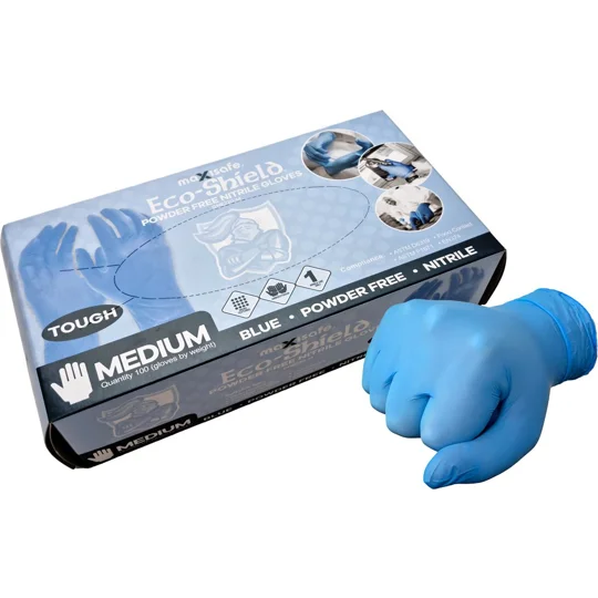 Eco-Shield Blue Nitrile Disposable Glove, Powder Free