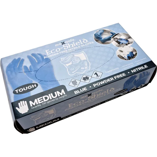Eco-Shield Blue Nitrile Disposable Glove, Powder Free