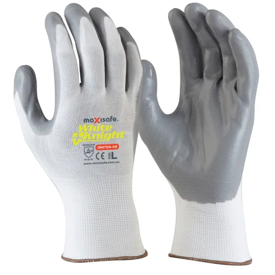 White Knight Synthetic Glove with Grey Foam Nitrile Palm (12 pair)