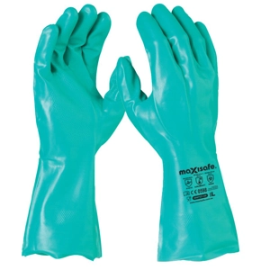 Maxisafe Green Nitrile Chemical Glove - 33cm (12 pair)
