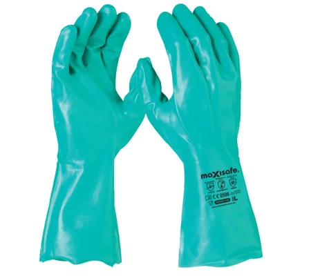 Maxisafe Green Nitrile Chemical Glove - 33cm (12 pair)