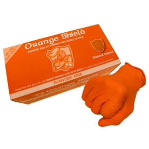 Orange Shield Extra Heavy Duty Nitrile with Diamond Grip Powder Free