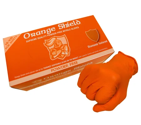 Orange Shield Extra Heavy Duty Nitrile with Diamond Grip Powder Free