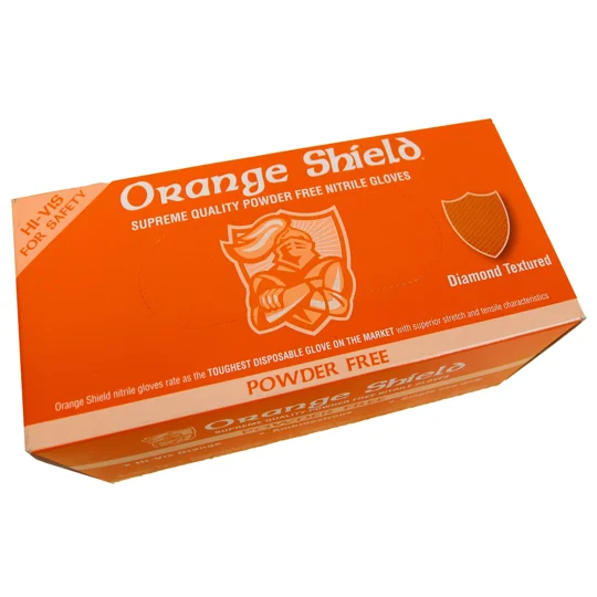 Orange Shield Extra Heavy Duty Nitrile with Diamond Grip Powder Free