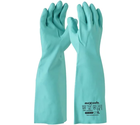 Maxisafe Green Nitrile Chemical Gauntlet - 45cm (12 pair)
