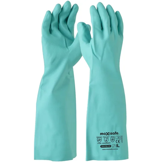 Maxisafe Green Nitrile Chemical Gauntlet - 45cm (12 pair)
