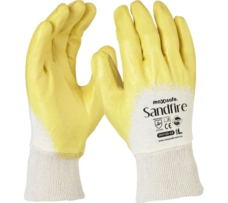 Sandfire Yellow nitrile 3/4 Dipped Jersey Glove (12 pair)