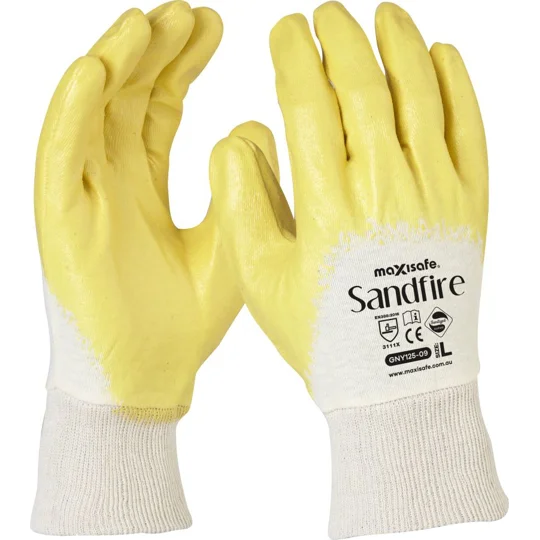 Sandfire Yellow nitrile 3/4 Dipped Jersey Glove (12 pair)
