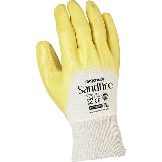 Sandfire Yellow nitrile 3/4 Dipped Jersey Glove (12 pair)