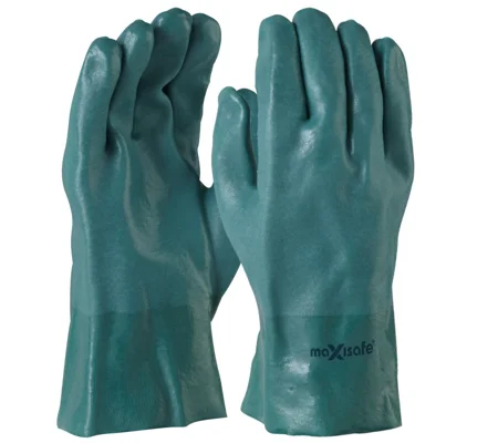 Green Double Dipped PVC Gauntlet 27cm (12 Pair)