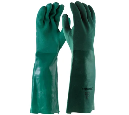 Green Double Dipped PVC Gauntlet 45cm (12 Pair)