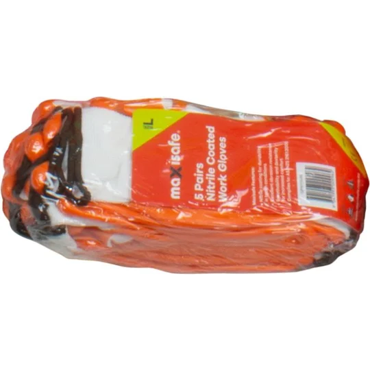 Value Pack 5 Pair - Maxisafe Orange Nitrile Coated Polyester Glove