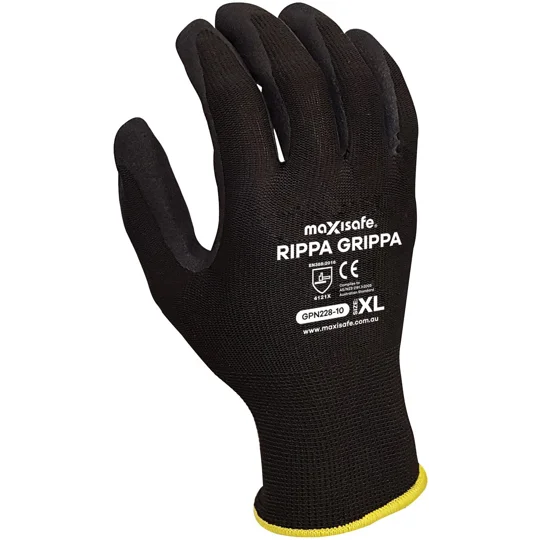 Rippa Grippa Black Nitrile Coated Synthetic Glove (12 pair)