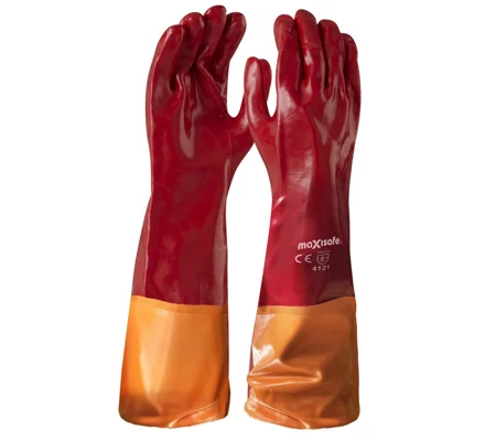 Red PVC Gauntlet Extended Cuff - 60cm (12 Pair)