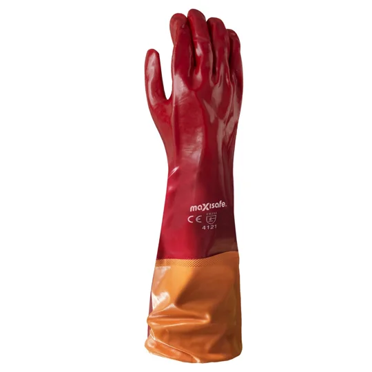 Red PVC Gauntlet Extended Cuff - 60cm (12 Pair)