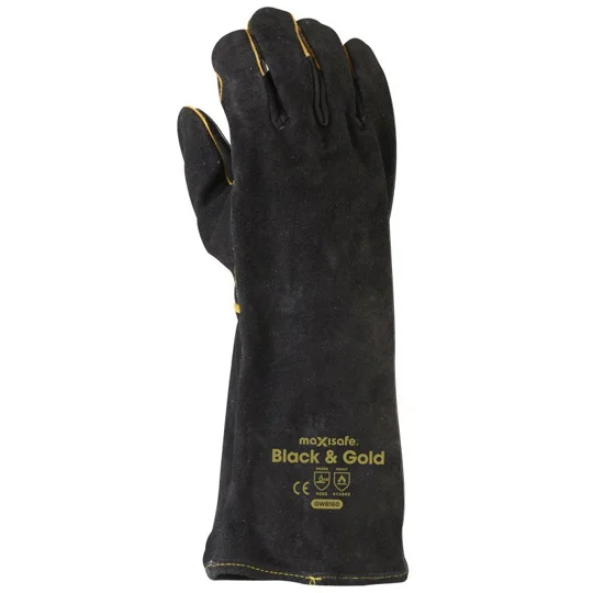 Black & Gold Welders Gauntlet (12 Pair)