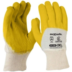 Glass Gripper Glove Economy Yellow Latex Coated (12 Pair)