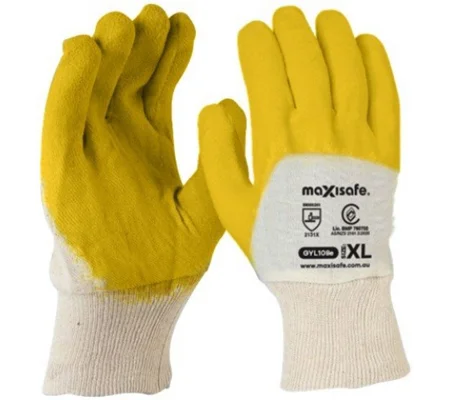 Glass Gripper Glove Economy Yellow Latex Coated (12 Pair)