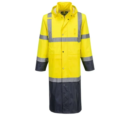 Rain Coat Hi-Vis Yellow/Navy 122cm - H446