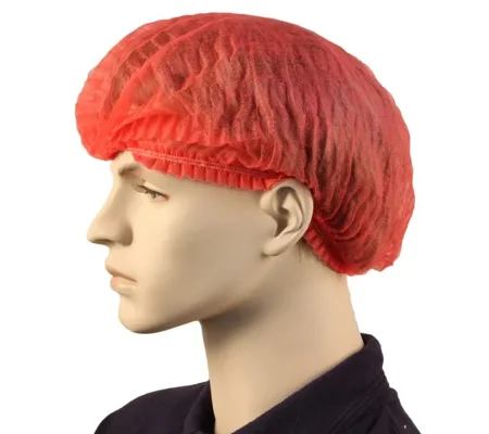 Cap Beret Hairnet Crimped Red 21"