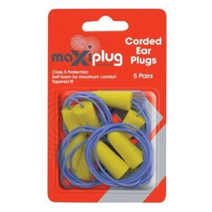 MaxiPlug Corded Earplugs - Blister Pack of 5 pairs