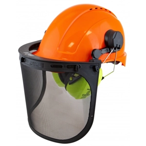 Forestry Chainsaw Kit - Orange Helmet with Mesh Visor & Earmuff