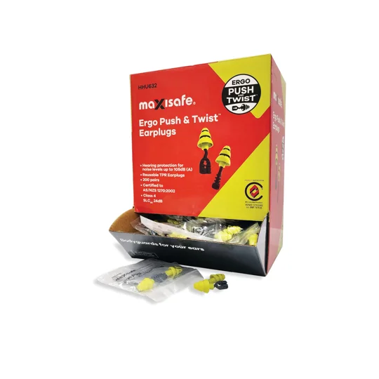 Ergo Push & Twist Uncorded Earplugs - Class 4 Box 200 Pair