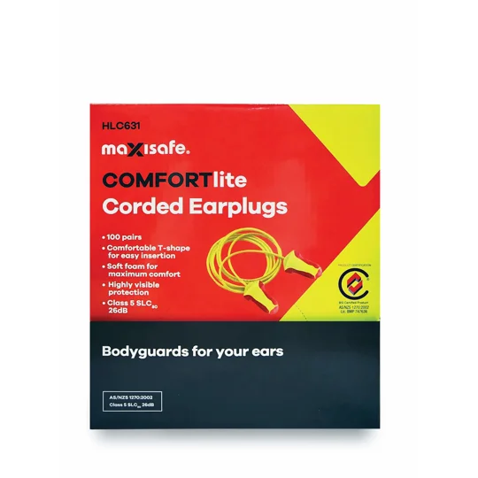 COMFORTlite T-Shaped Corded Earplugs - Class 5, 26dB Box 100 Pair