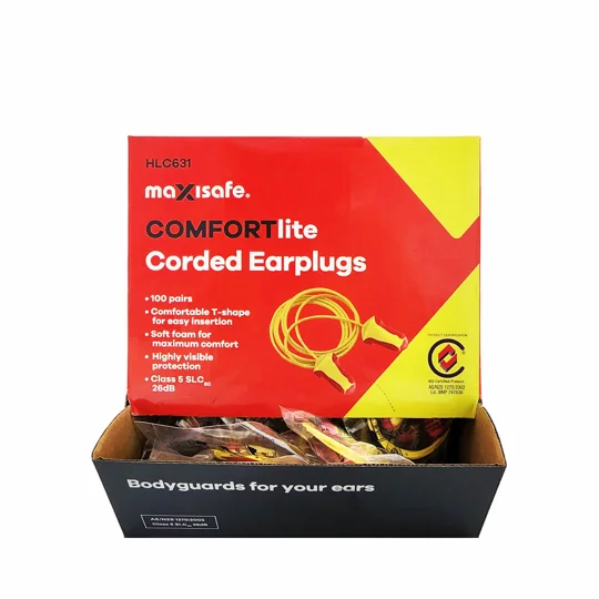 COMFORTlite T-Shaped Corded Earplugs - Class 5, 26dB Box 100 Pair