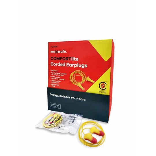 COMFORTlite T-Shaped Corded Earplugs - Class 5, 26dB Box 100 Pair