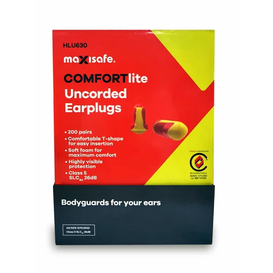 COMFORTlite T-Shaped Uncorded Earplugs - Class 5, 26dB Box 200 Pair