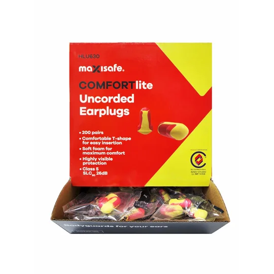 COMFORTlite T-Shaped Uncorded Earplugs - Class 5, 26dB Box 200 Pair