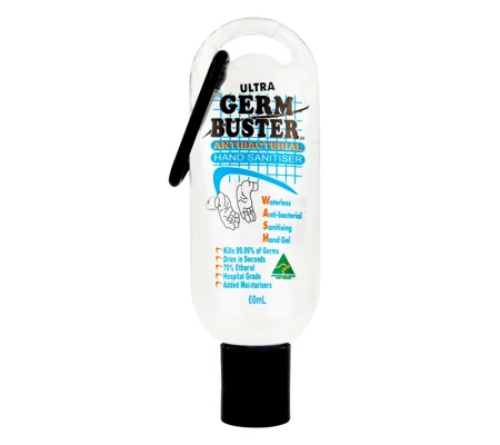 Ultra Germ Buster Anti-Bacterial Gel - 60ml Tottle & Karabiner