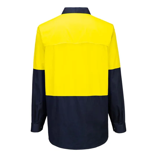 Work Shirt Canberra Hi-Vis Contrast Lightweight 1/2 Button Class D L/Sleeve - MC801