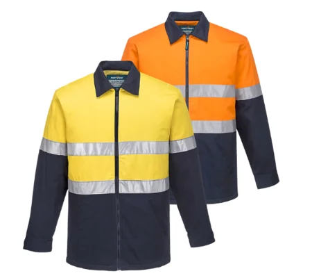 MJ987 - Cotton Drill Jacket Quilt Padded Hi-Vis D/N 2 Toned