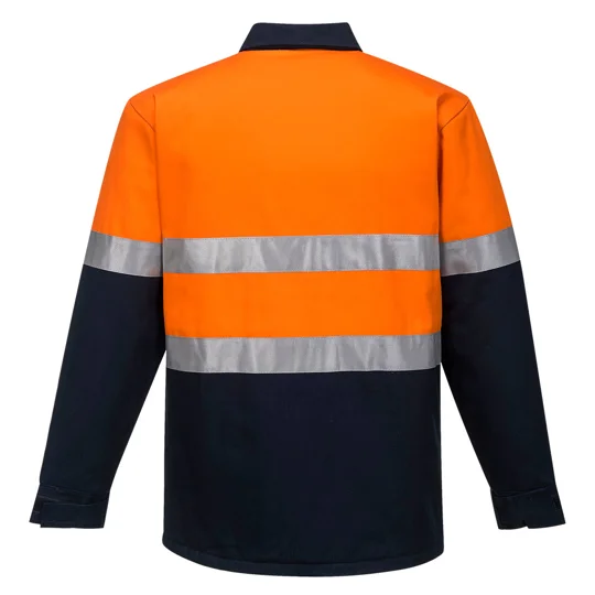 MJ987 - Cotton Drill Jacket Quilt Padded Hi-Vis D/N 2 Toned