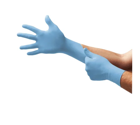 Disposable Nitrile Gloves Ultra Flex Long Cuff PF Blue