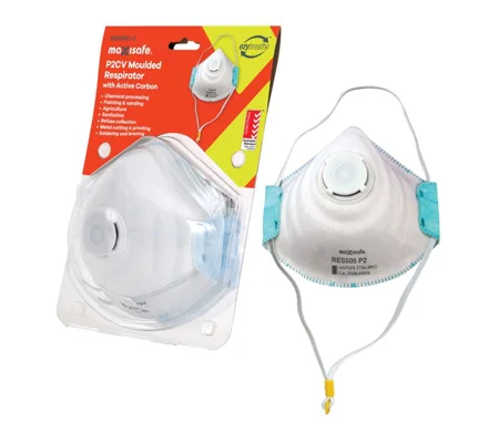 P2 Moulded Respirator with Carbon filter and Valve, card of 3