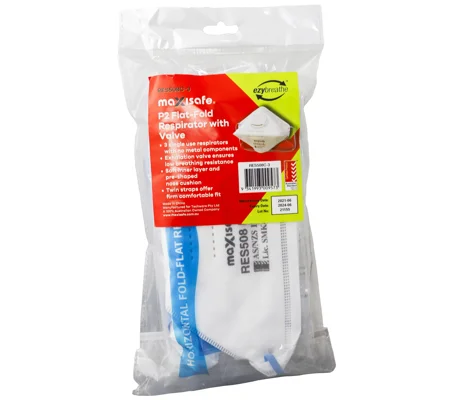 P2 Flat Fold Respirator with Valve - card of 3