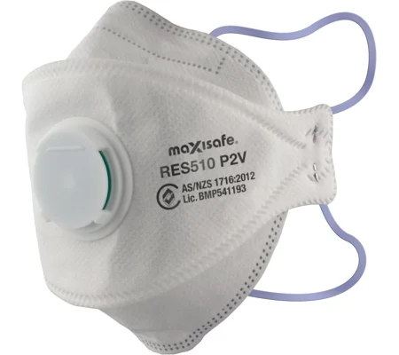 P2 3-Panel Flat fold Respirator with valve, box 20