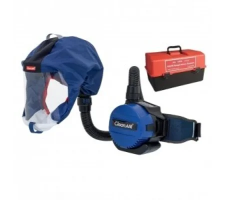 CleanAIR CA-1 Blue Short Hood & Basic Powered Air Purifying Respirator PAPR Kit - RSH1133A-BL