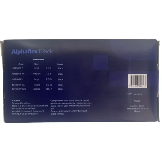 Disposable Nitrile Gloves Alpha Flex PF Black