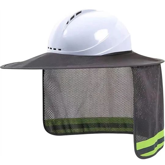 Hard Hat Sun Shade w Reflective Breathable Neck Shield