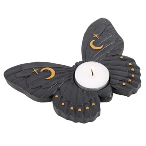 Tealight Candle Holder Black Moth Design