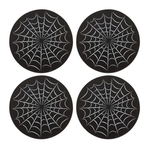 Coaster Set - Black Spiderweb Design