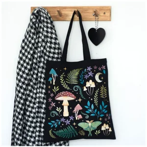 Dark Forest Print Polycotton Tote Bag