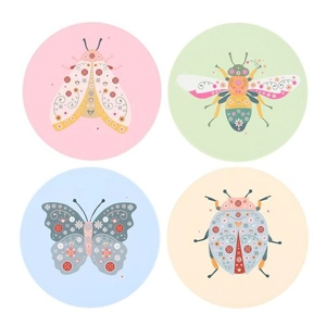 Coaster Set - Floral Bug Design