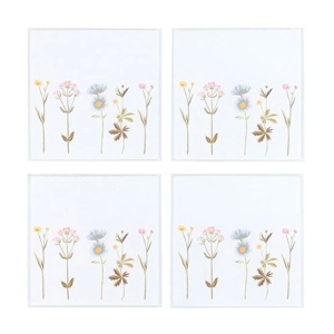Glass Coaster Set, Floral Design